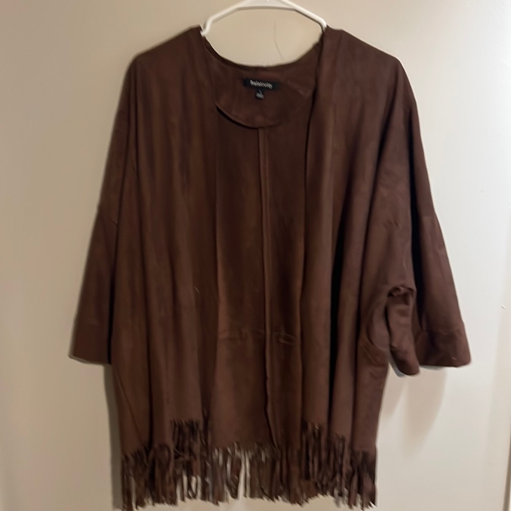 Open brown suede tunic
